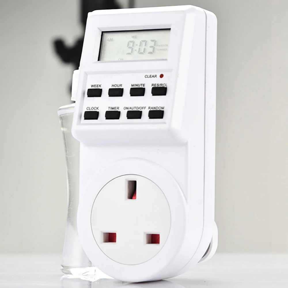 Digital Time Switch Timer With UK Plug Socket Weekly Programmable