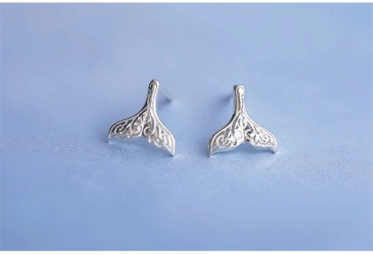 925 пробы серебряные серьги-гвоздики в форме хвоста русалки для женщин, свадебные серьги, ювелирные изделия в подарок