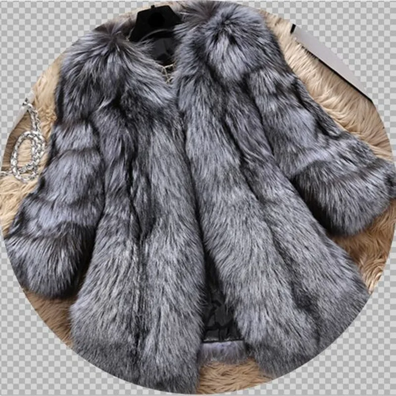 

High Quality Faux Fur Coat S-6XL 5XL 4XL XXXL Big Plus Size New Winter Women's Faux Fox Fur Coats Warm Female Outwear Overcoat