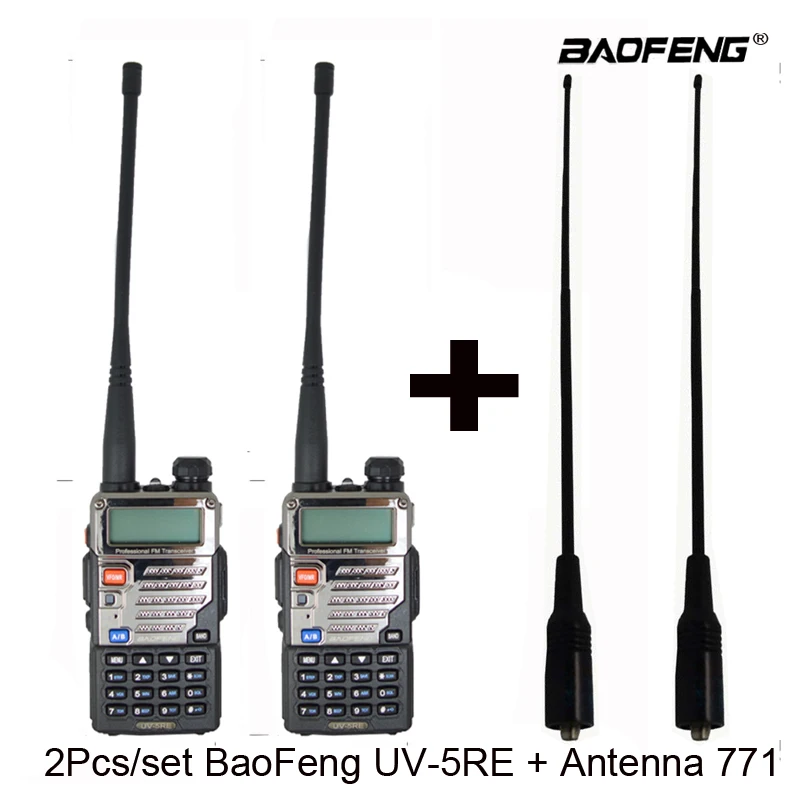 

2pcs/set BaoFeng UV-5RE Walkie Talkie UV 5RE Two Way Radio UV5RE Radio Two-way radio station Transmitter + soft long antenna 771
