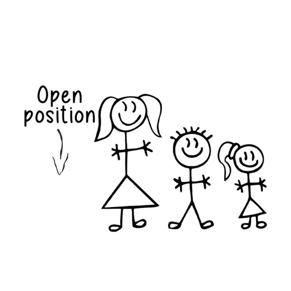 Open Position Stick Figure Family Decal Funny Car Truck Sticker