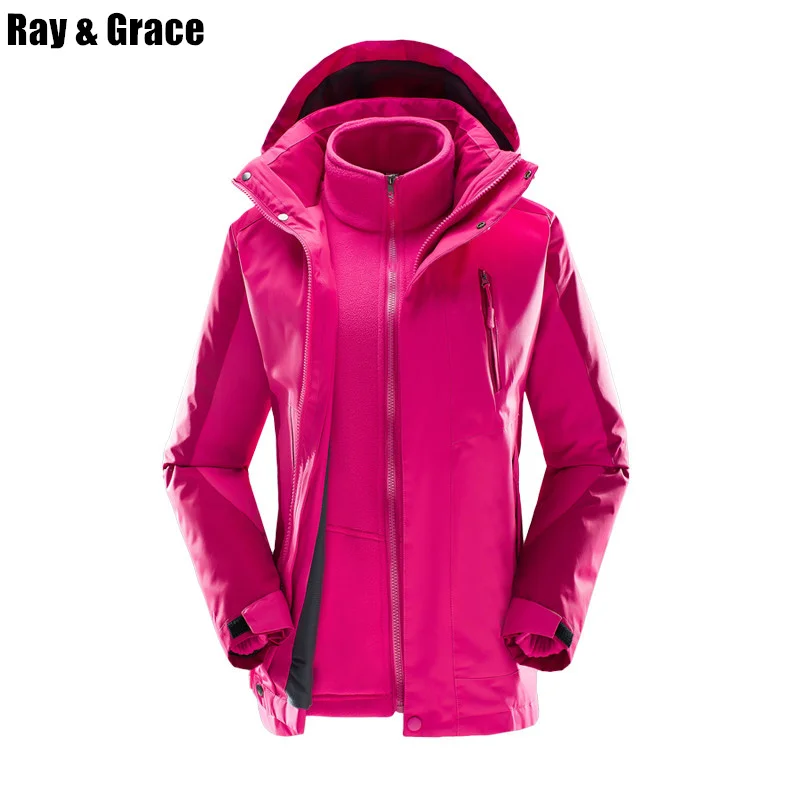 RAY GRACE Winter Vrouwen 3 in 1 Waterdichte Warm Wandelen Jas Thermische Antistatische Camping Outdoor Sport Windbreaker Fleece Jas RAY GRACE Winter Vrouwen 3 in 1 Waterdichte Warm Wandelen Jas Thermische Antistatische Camping Outdoor Sport Windbreaker Fleece Jas