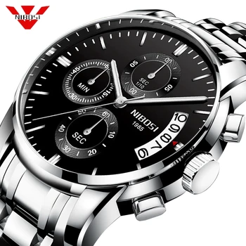 

NIBOSI Men Watches Military Luxury Brand Watch Mens Quartz Stainless Steel Clock Fashion Chronograph Watch Man Relogio Masculino