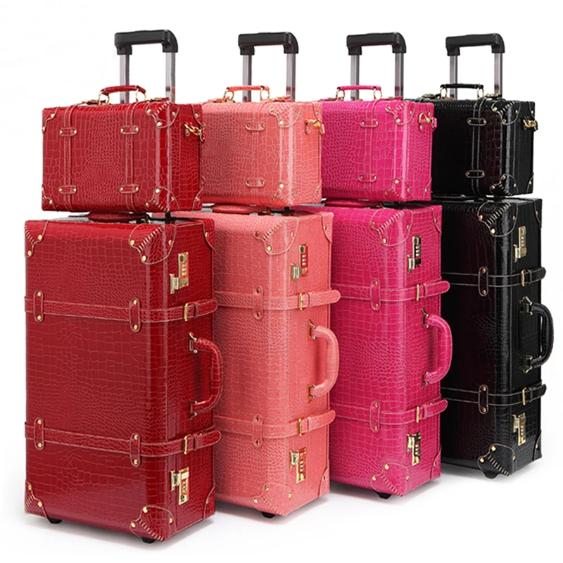 vintage luggage sets with wheels