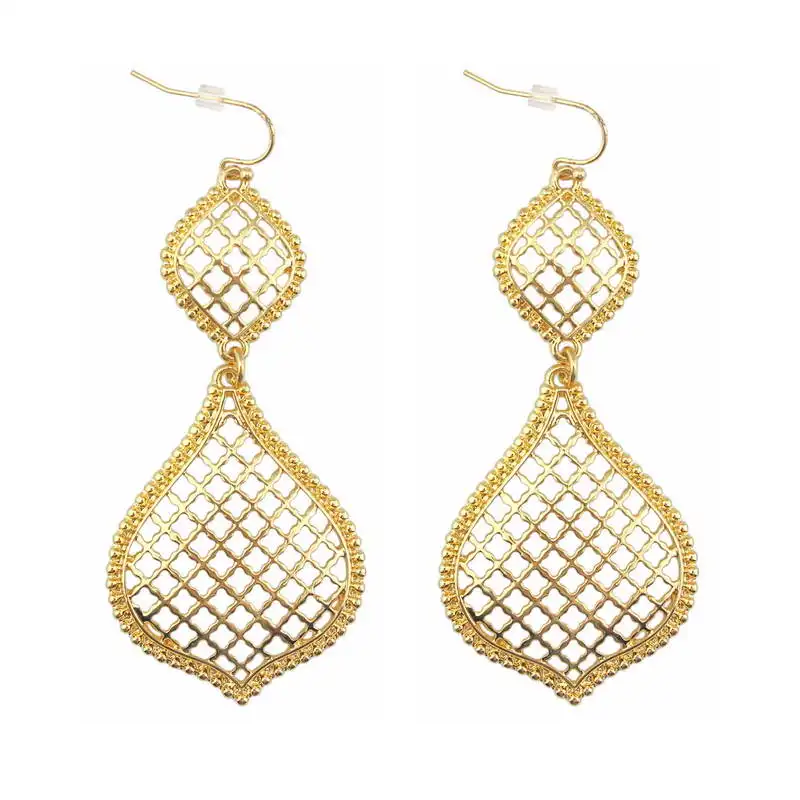 

Gold Filigree Large Water Drop Earrings for Women 2017 Fashion Autumn Hollow Out Jewelry Wholesale