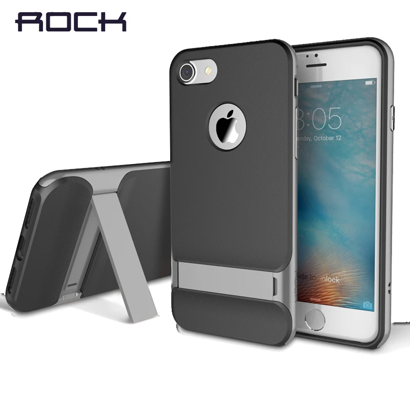 

Rock for iPhone 7 / 7 plus phone case royce Kickstand holder PC frame + TPU back case luxury cover for iphone 7 case