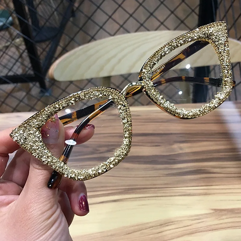 Винтажная оправа для очков в стиле кошачьи глаза ретро женские брендовые дизайнерские очки gafas De Sol серебристые золотые простые очки для глаз Gafas - Lenses Color: leopard frame