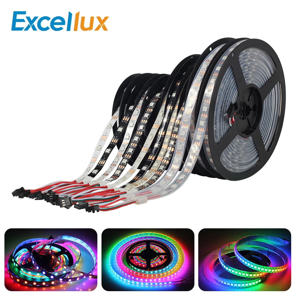 Kloppen Indringing roman Excellux 5M WS2812 WS2812B Pixel LED Strip 5050 RGB 30/60LEDs DC5V WS2812 Digital  LED Pixel Strip Waterproof White/black PCB|LED Strips| - AliExpress