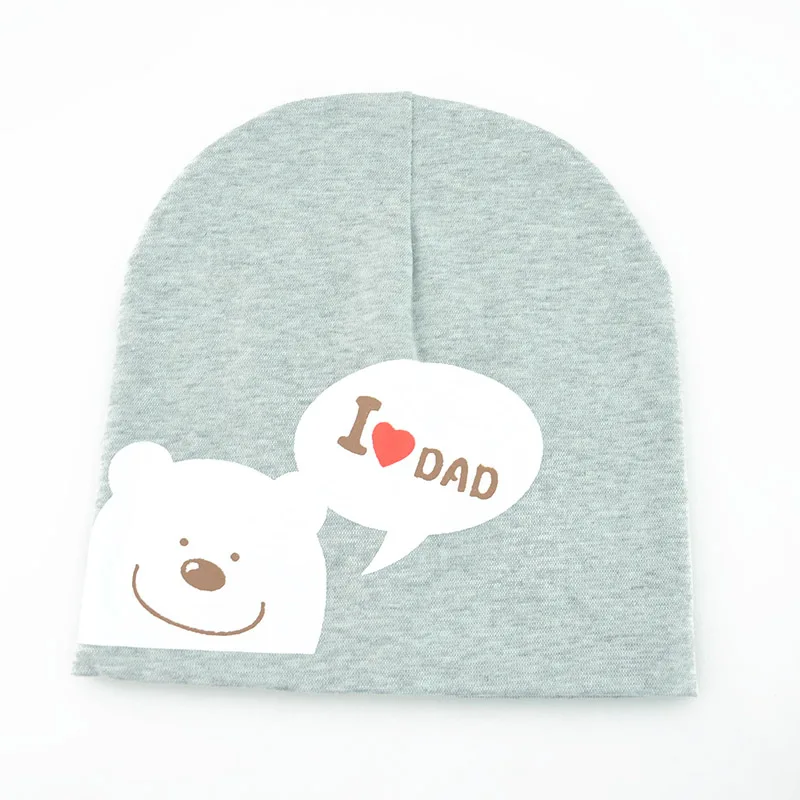 Я люблю маму/папу мультфильм Медведь Вязаная хлопковая шапочка милая детская шапка теплые шляпы весна-осень шапка s для детей 0,5-3 лет