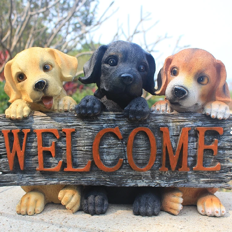 

Lucky wolfhounds welcome decoration artificial animal crafts sculpture garden decor and outdoor decor and decoration