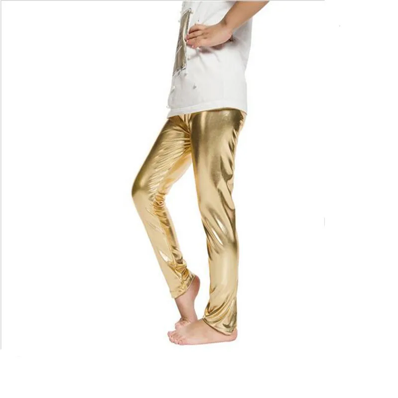 Kid leggins gold silver child leggings kid leather pants girl legging