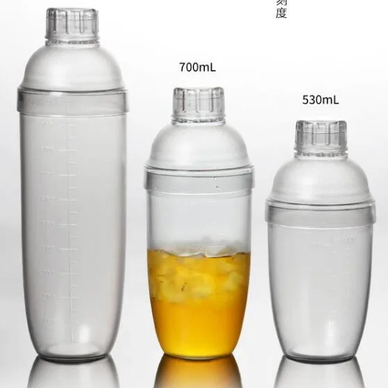 PC transparent anti-hot cocktail shaker bottles graduated ware plastic cocktail shaker