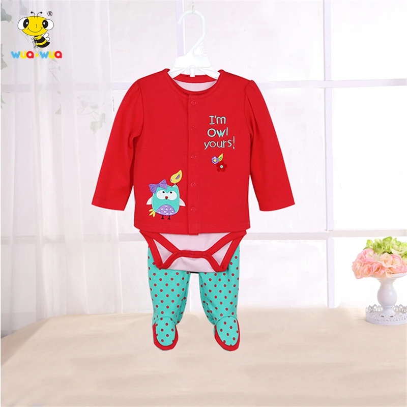 

3 Pcs/Set Baby Boy Girl Clothes Cartoon Newborn Baby Romper+Coat+Pants Bebes Outfits Foot Overalls Clothes Body Suit For Newborn