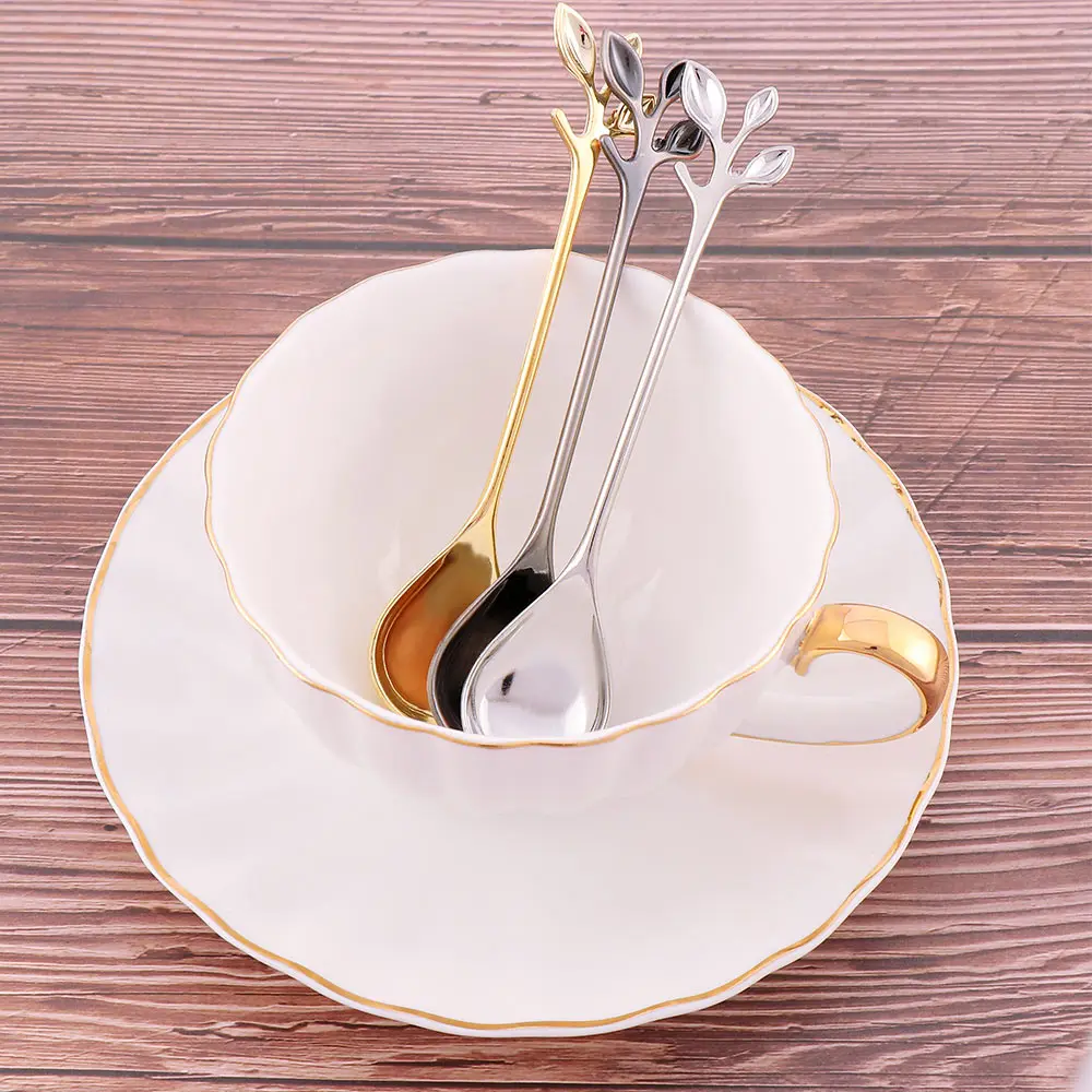 

1PCS Vintage Royal Style Branch Small Coffee Spoon Flatware Cutlery Mini Dessert Spoon For Snacks Kitchen Dining Bar Supplies