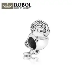 ROBOL S925 Серебряный бисера Белоснежка птица амулет, подгонка, Сделай Сам оригинальный браслет ювелирные изделия подарок на день рождения