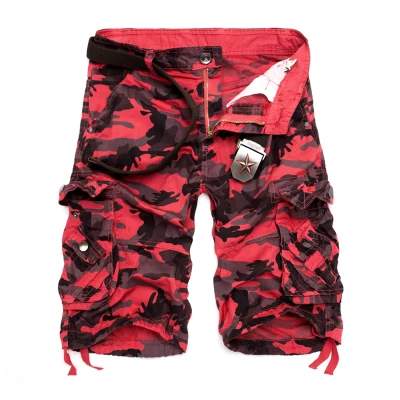 BSETHLRA, мужские летние шорты Карго,, повседневные мужские шорты в стиле милитари, хлопок, камуфляжный дизайн, модная брендовая одежда 29-40 - Цвет: Red