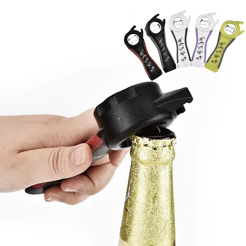 

5 in 1 Multifunctional beer wine bottle can tin opener abridor de cerveja Stainless Steel silicone openers ouvre bouteille
