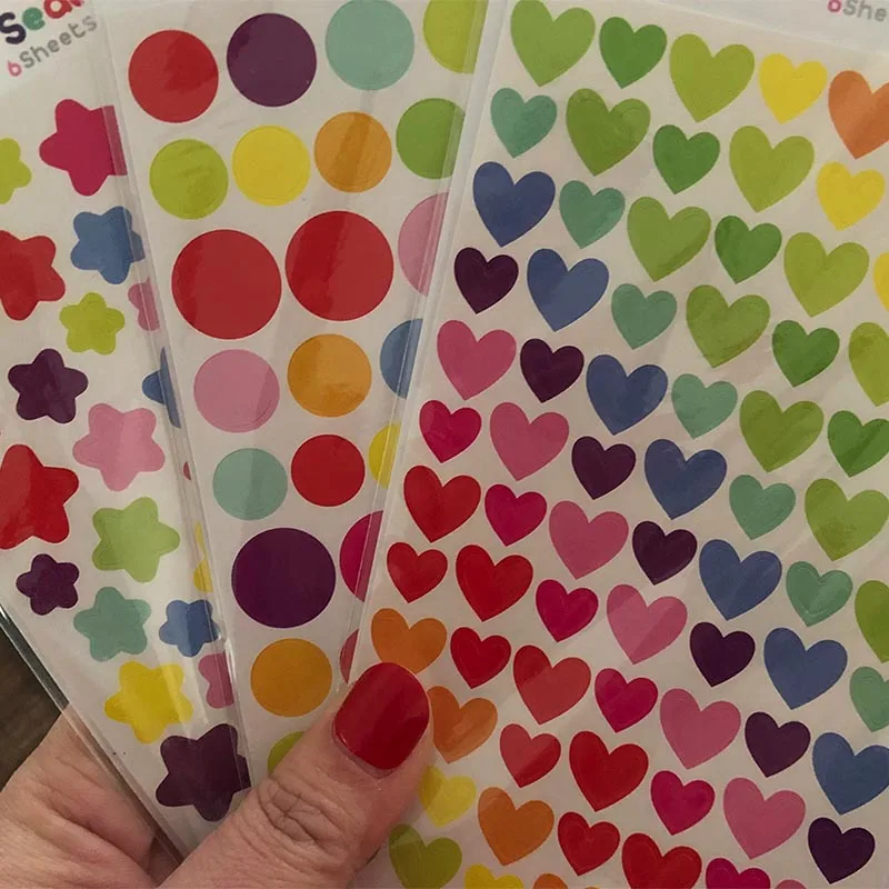 

6Sheets/lot Star Round Heart stickers Different shapes sticker for Decorating the album card making DIY scrapbooking stationery