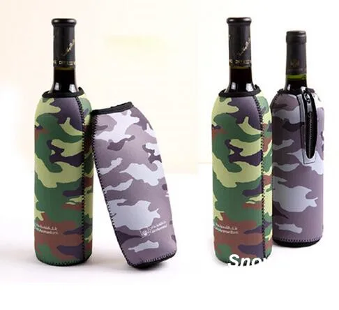 

Camouflage Cattern red wine bottle cooler bag with zipper , free shipping