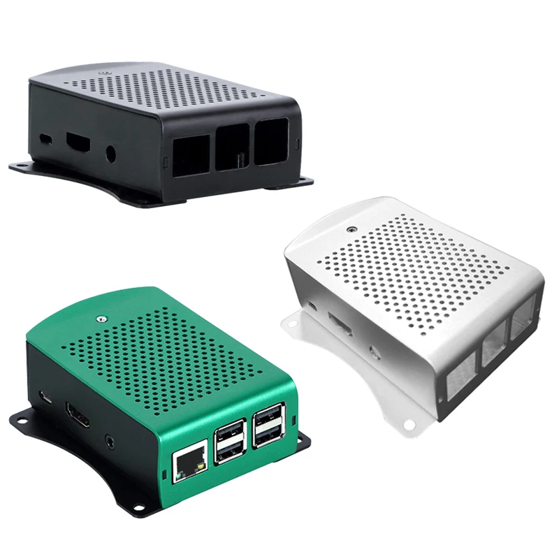 Raspberry-Pi-3-Model-B-Plus-Aluminum-Silver-Green-Black-Case-Metal-Enclosure-RPI-3-Box