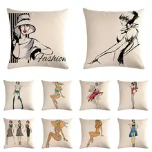 Moda Sexy Lady chica pin-up Poster decorativo almohada caso Vintage algodón Lino almohada slip venta al por mayor Dropshipping ZZY1050