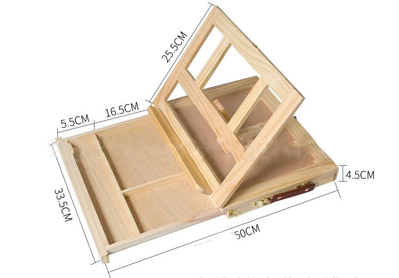 Регулируемый деревянный стол мольберт с ящиком для хранения, Премиум Beechwood