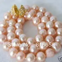 Красивая! 10-11 мм Розовый Akoya Перл Neckalce 17"