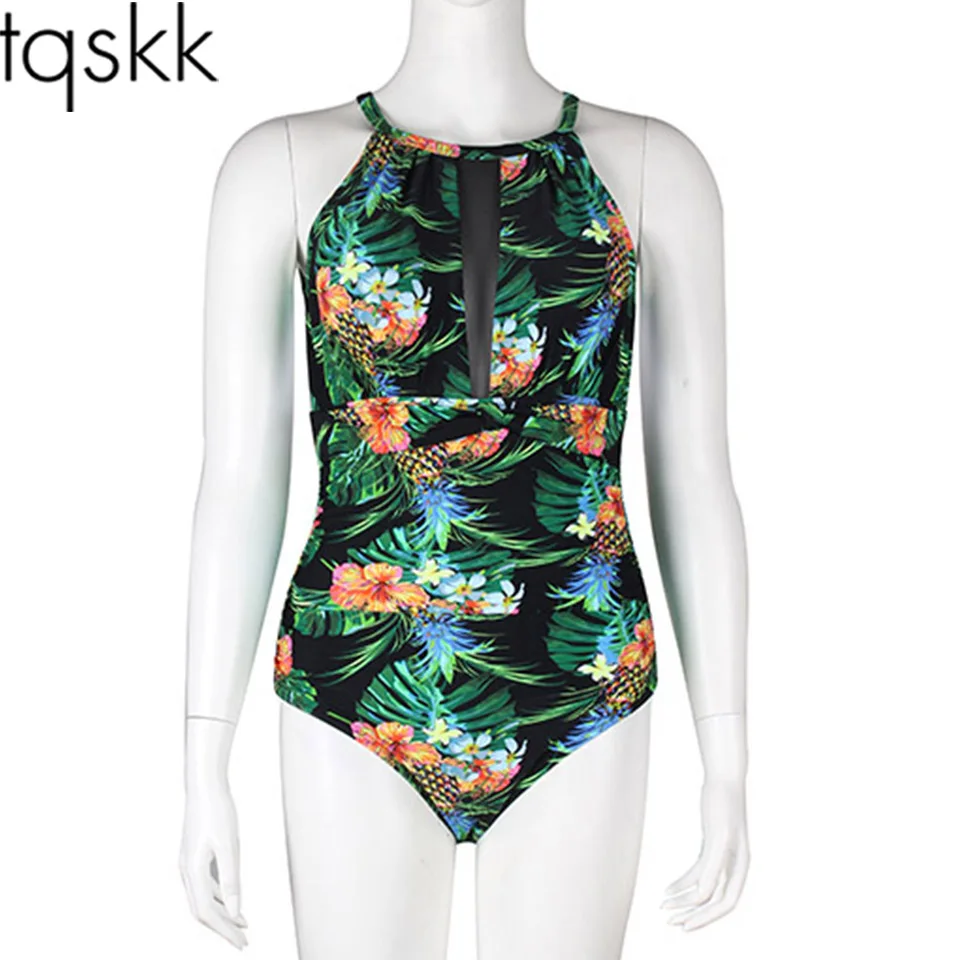 Billige TQSKK 2019 Neue Ankunft Sexy Bademode Frauen Ein Stück Badeanzug Weibliche Badeanzug Vantage Sommer Strand Tragen Badeanzug Monokini