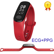 Жена женский лучший подарок последние 0,96 OLED Экран IP67 Водонепроницаемый SmartBand смарт-браслет с ЭКГ PCG монитор сердечного ритма