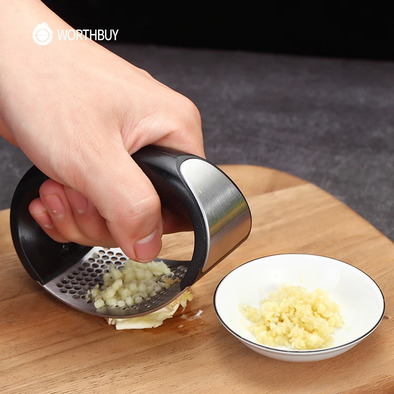 

WORTHBUY Stainless Steel Garlic Press Manual Garlic Grinder Grater Ginger Press Kitchen Accessories Garlic Chopper Crusher