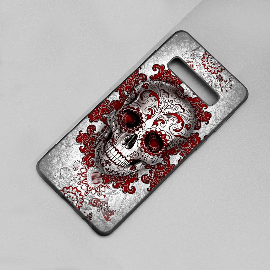 С изображением цветочного сахарного черепа силиконовый чехол для samsung Galaxy S8 S9 S10 плюс S10e A50 A30 M30 A40 A20 A10 M20 M10 S7 края крышки