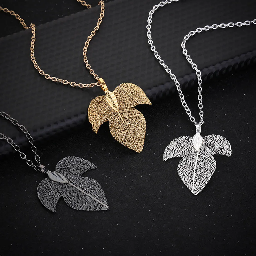 New Fashion Long Chain Leaf Leaves Collar Necklace Pendants Vintage