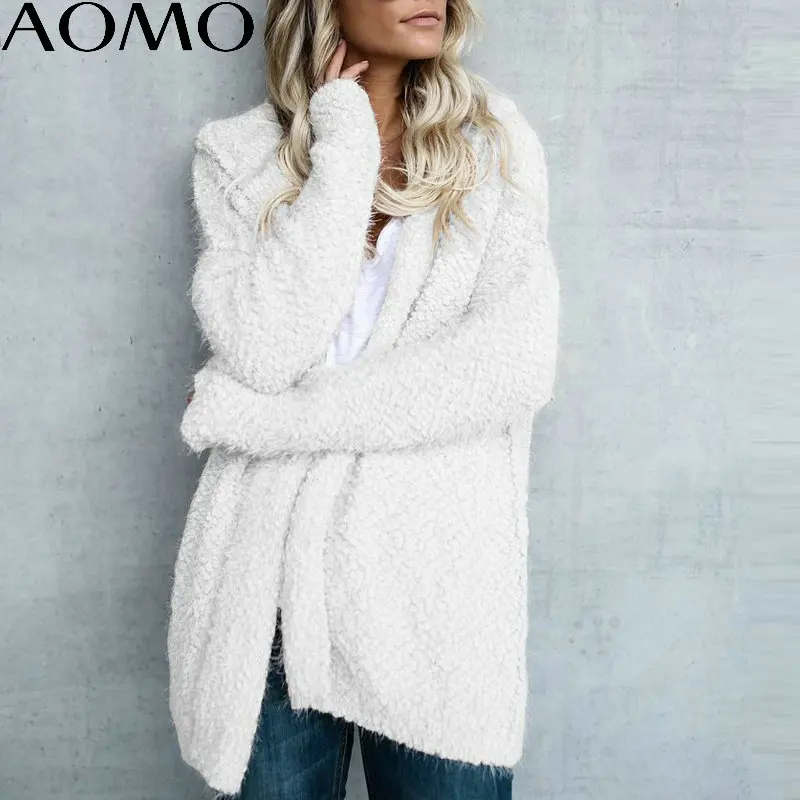 AOMO winter 2018 women coats ladies white black long coats