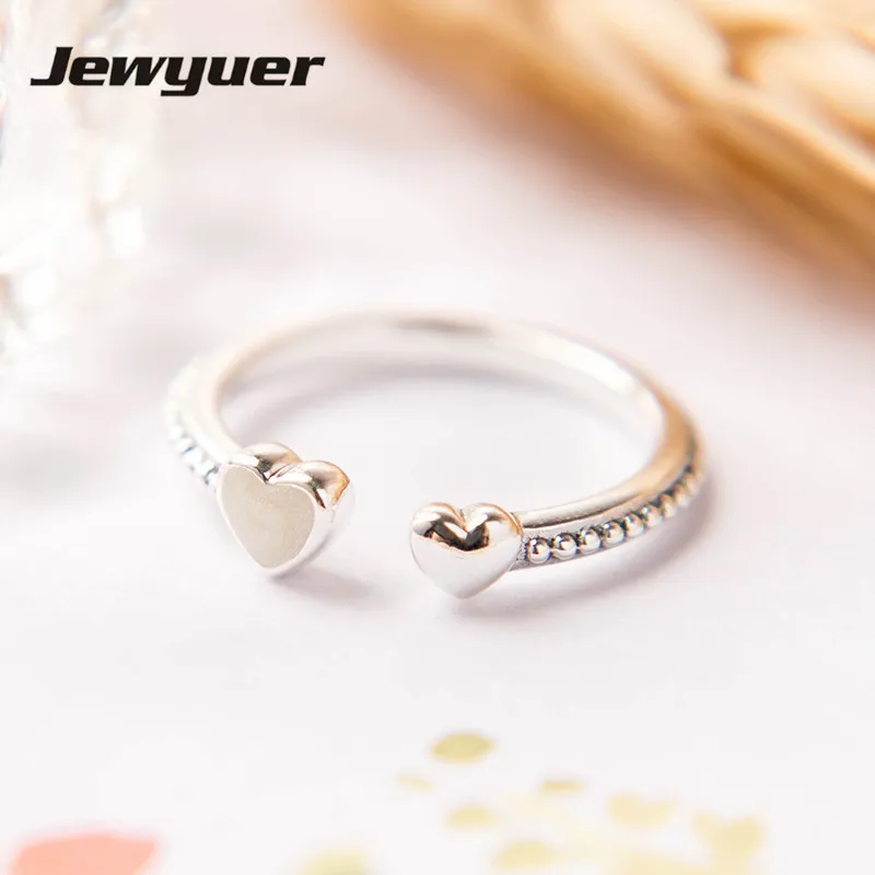 

Hearts of Love with Silver Enamel Rings For Women 925 Sterling Silver Jewelry wedding Ring anillos Fine jewelry Memnon RIP0127