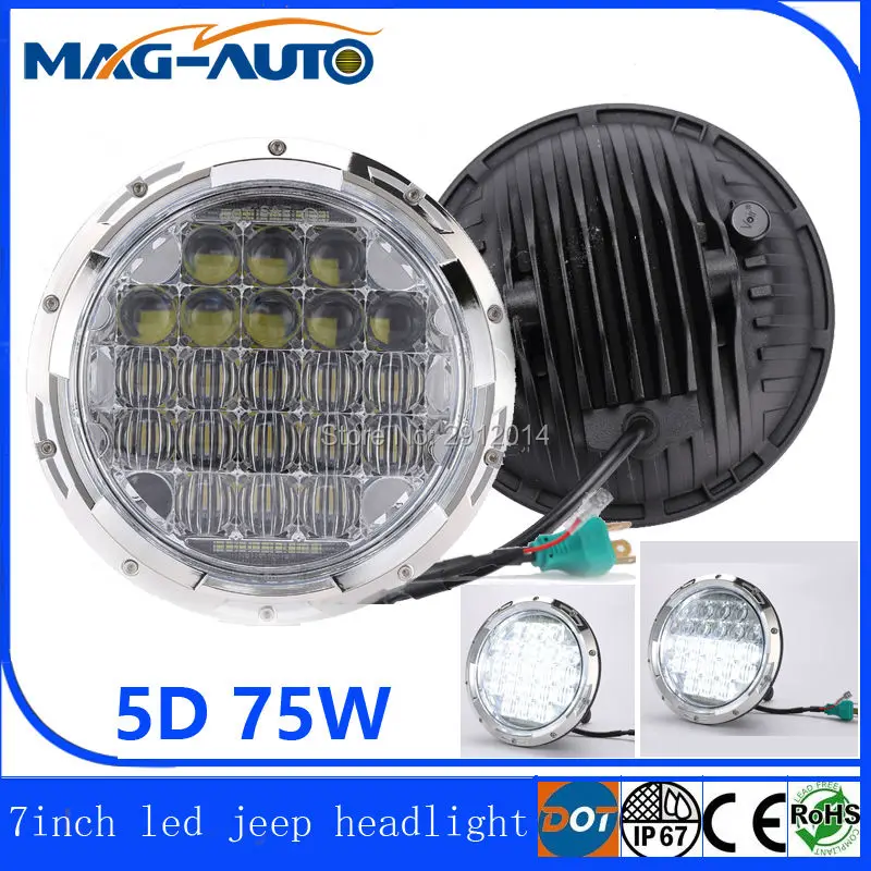 

7inch led round headlight 75w 12v 24v h4 high low beam offroad light bulb projector led DRL headlight for jeep