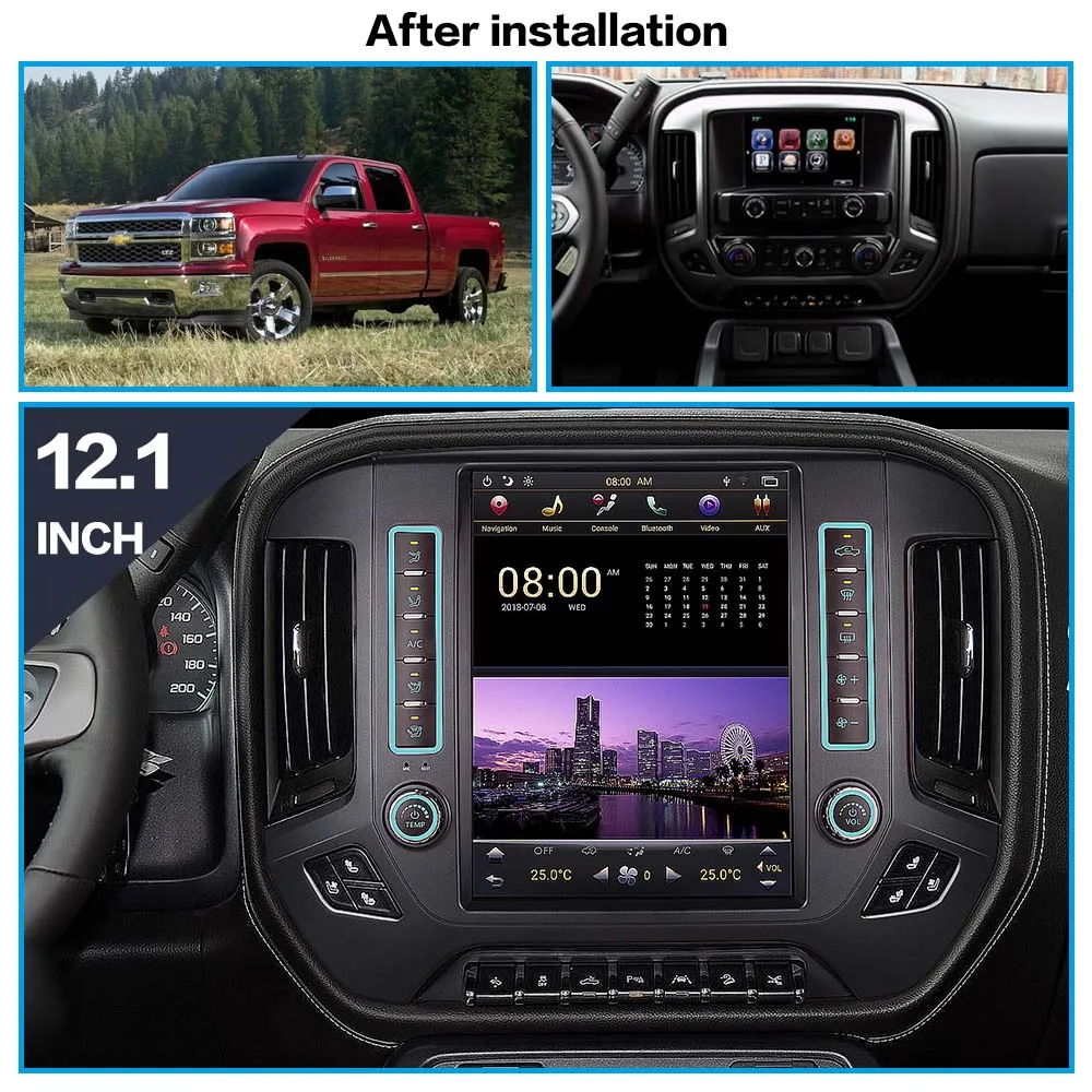 Aotsr 12," ips Android 7,1 автомобильный без dvd-плеера gps навигация для Chevrolet Silverado и GMC Sierra стерео блок мультимедиа WiFi