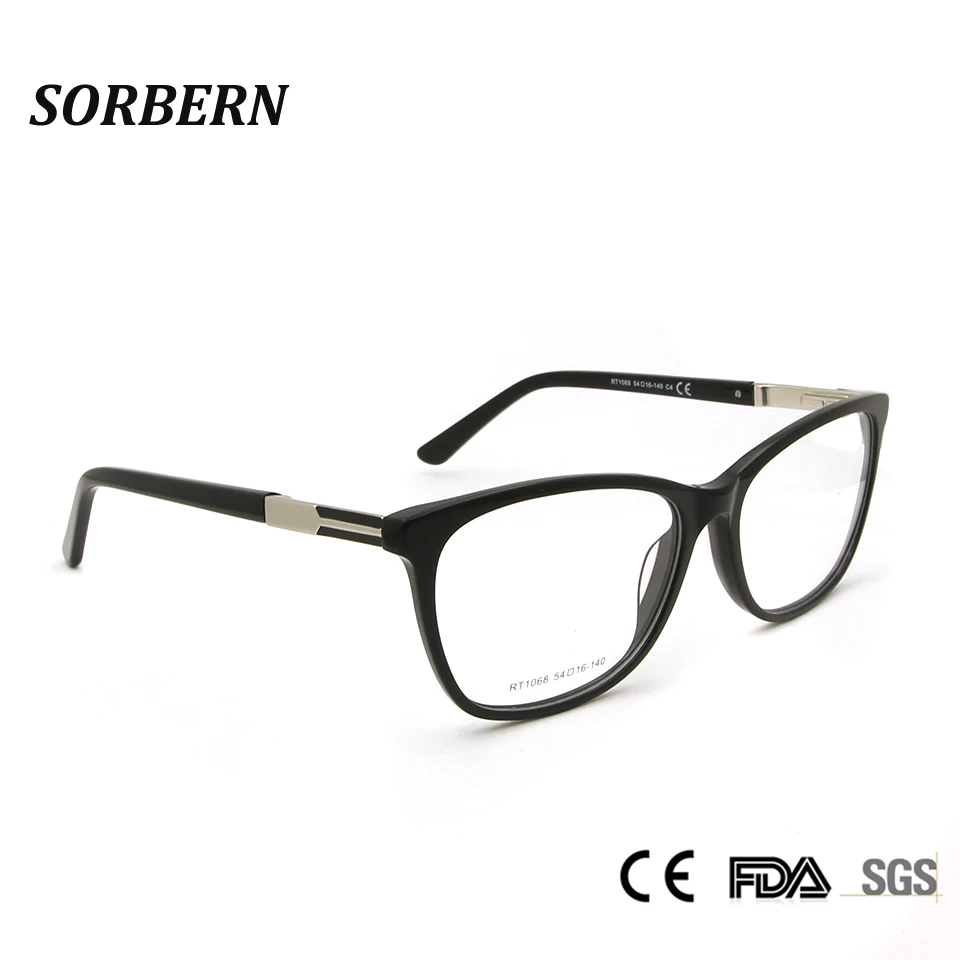 

SORBERN Square Eyeglasses Frame Vintage Women Optical Spectacles Men Acetate Frames Clear Lens Spring Hinge Alloy Eyewear