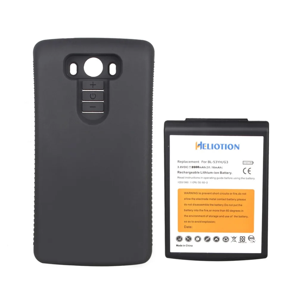 2016 NEW 8000mAh Replacement Extended Phone Battery with Black Back Cover Case For LG G3 BL