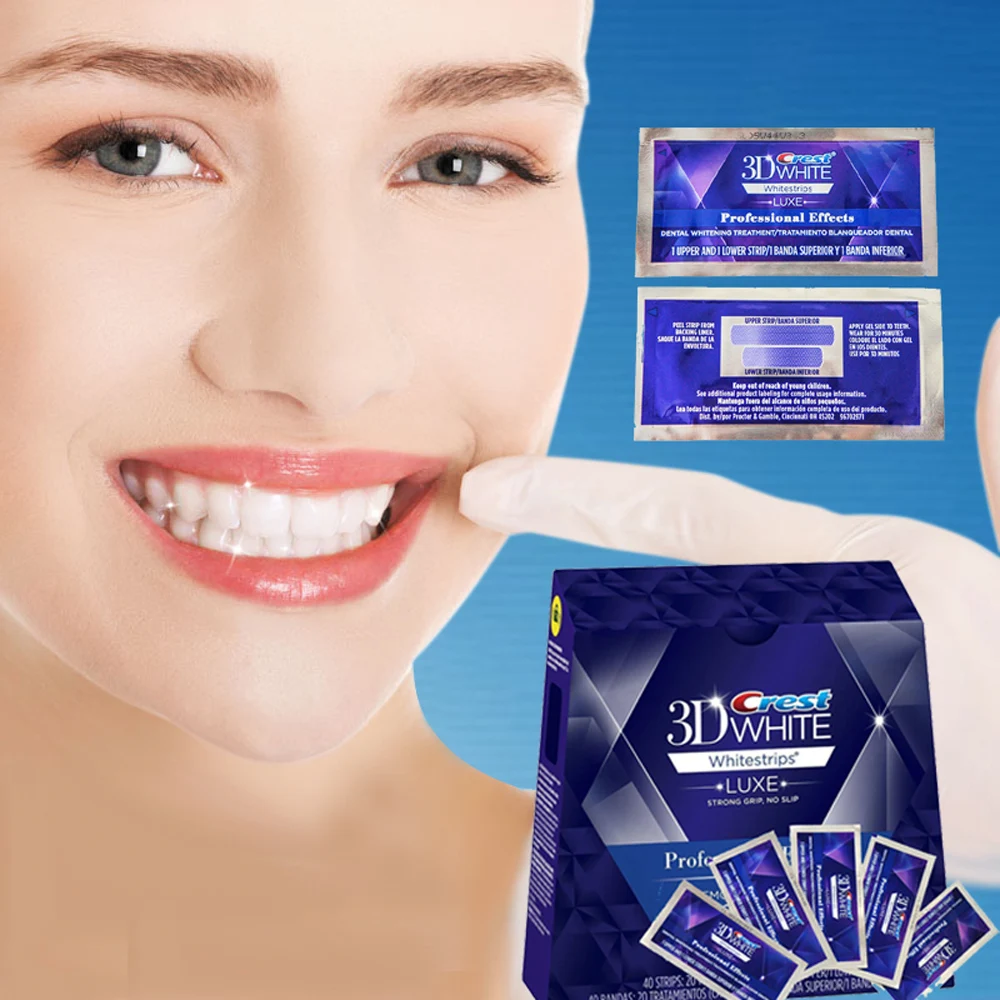 Crest 3D Whitestrips профессиональный комплект для отбеливания зубов Гигиена полос для полости рта Отбеливание Зубов 20 мешков/коробка или 10 мешков/NoBox