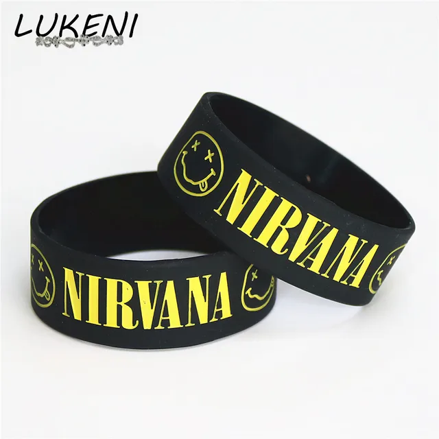 Lukeni Hot 1pc Nirvana Silicone Wristband Bracelet Wide Lukeni Hot 1pc Nirvana Silicone Wristband Bracelet Wide Bracelets Bangles Music Fans Women