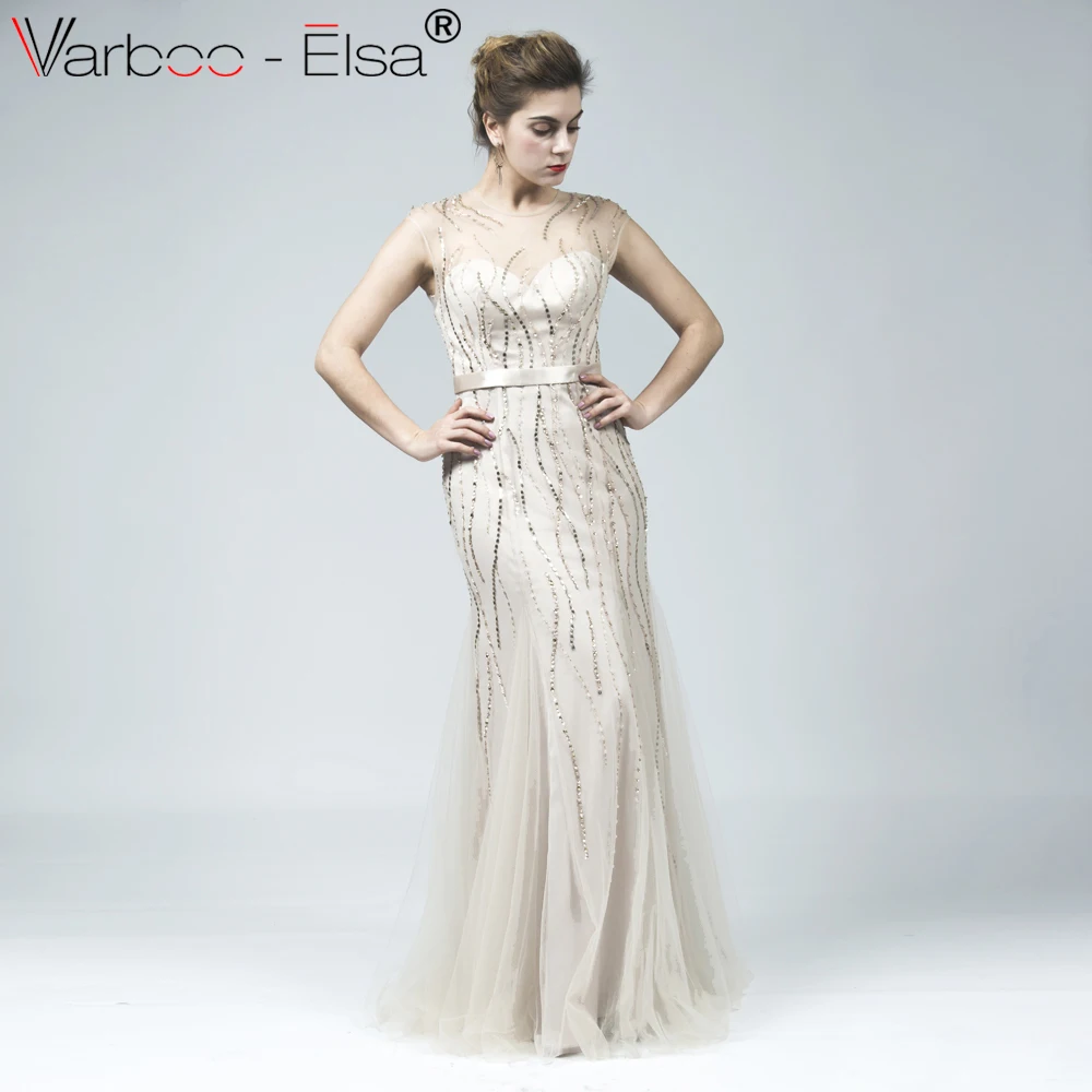 VARBOO_ELSA vestido de festa Glitter Sequined Formal Party Dress 2018 High Quality Robe De Soiree Tulle Sleeveless Evening | Свадьбы и