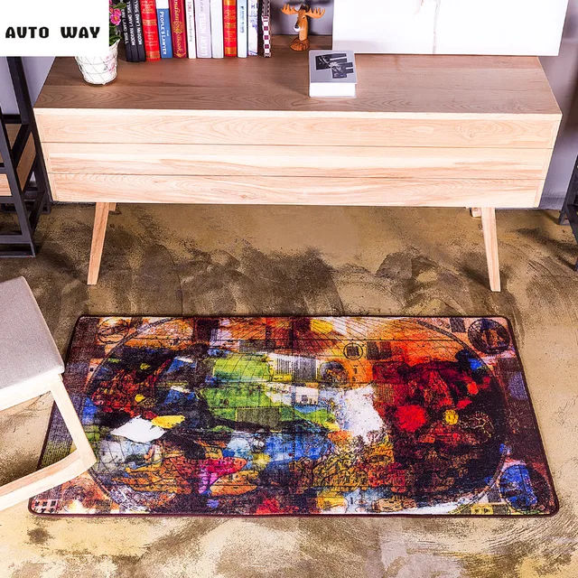 Retro Abstrakte kunst Warme farben weltkarte teppich Flur matte ... Retro Abstrakte kunst Warme farben weltkarte teppich Flur matte ...