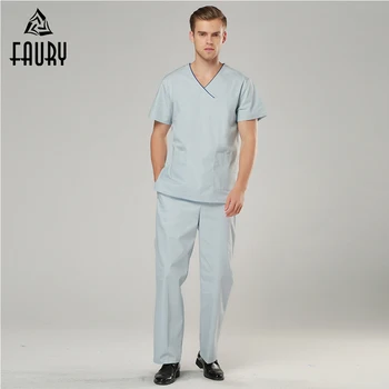 

Doctor Nurse Uniform Hospital Medical Pharmacy Scrub Beauty Salon Set Short Sleeve V-Neck Surgical Work Uniform Coat Pants Suits