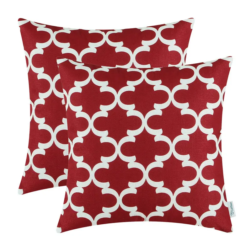 2pcs calitime burgundy cushion cover decorative pillows shell home sofa bedding set geo print 45cmx45cm - Decorative Pillows Cheap 2pcs calitime burgundy cushion cover decorative pillows shell home sofa bedding set geo print 45cmx45cm - Decorative Pillows Cheap