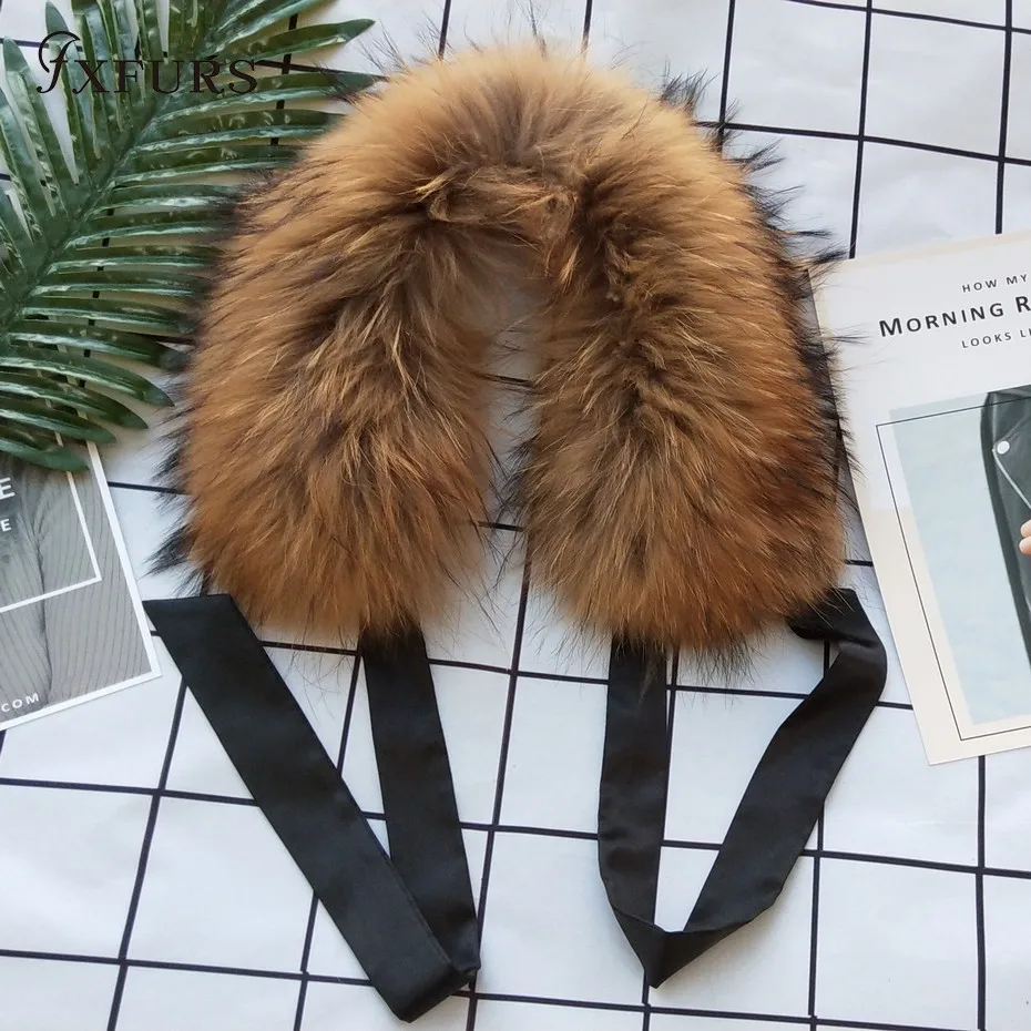 FXFURS 2020 Новый Модный меховой шарф из натурального меха енота собачьи меховые