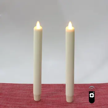 

Ksperway 8" Set of 2 Ivory Unscented Wax Flameless Taper Candle with Moving Wick,Timer and Remote