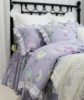 

Princess pastoral flower bedding set,twin full queen king cotton single double home textile bedspread pillow case duvet cover