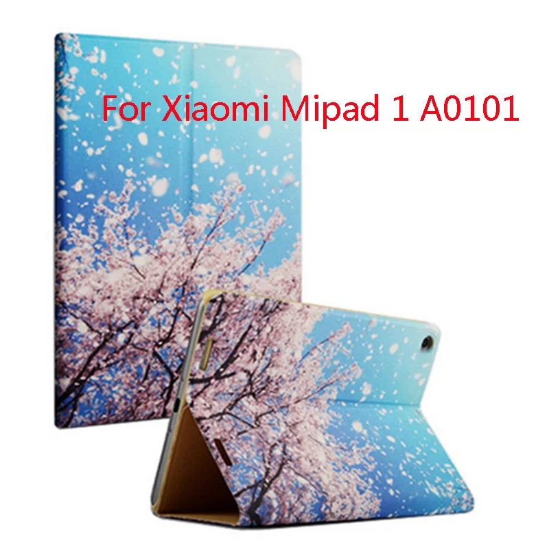 

New Colored Drawing Leather Case Cover For Xiaomi 7.9" Mi Pad1 Tablet PC Flip Case For Xiaomi Mipad 1 A0101 Screen Film Pen Gift