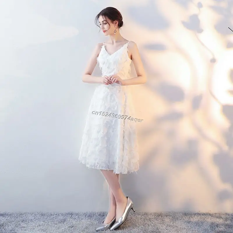 

Beauty White Evening Dresses 2019 Short V neck Formal Party Dresses Graduation Prom Dresses Zipper