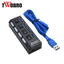 4 Порты и разъёмы usb-хаб 3,0 Супер Скорость usb-разветвитель вкл/выкл+ USB3.0 кабель для передачи данных для MacBook Air портативных ПК